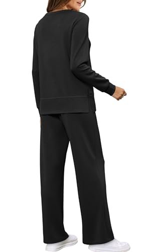 Women's Cozy Lounge Set for Casual Travel - Fashionable Wide Leg Tracksuit