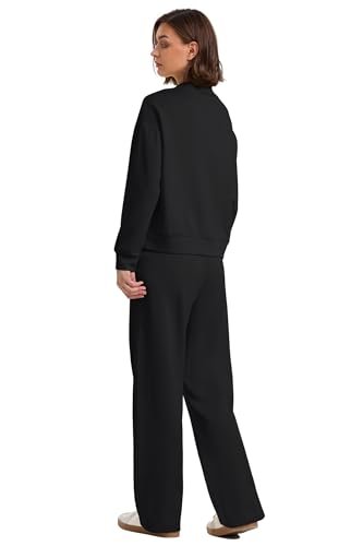 Women's Fall Lounge Sets with Mock Neck Tops and Wide Leg Pants