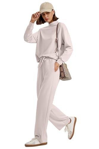 Fall Lounge Sets for Women: Mock Neck Top & Wide Leg Pants