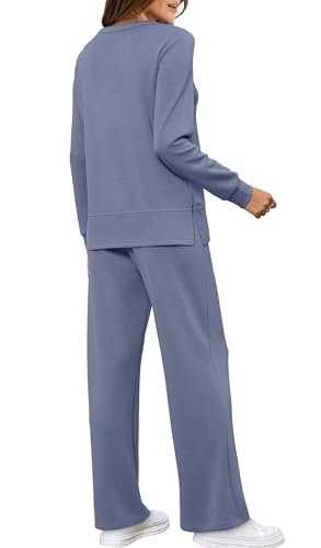 Women's Cozy 2-Piece Lounge Set: Casual Tracksuit with Wide Leg Sweatshirt