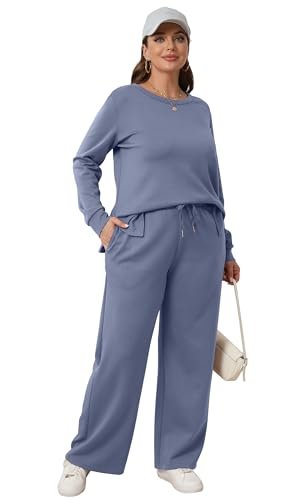 Women's Cozy 2-Piece Lounge Set: Casual Tracksuit with Wide Leg Sweatshirt