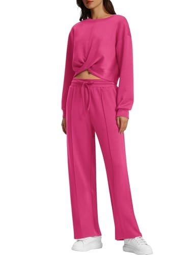 Cozy Women's Lounge Set with Twist Front Cropped Sweatshirt