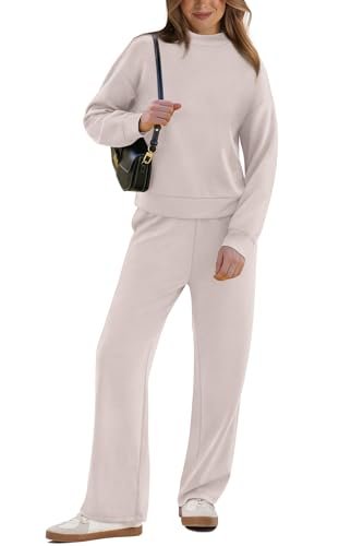 Fall Lounge Sets for Women: Mock Neck Top & Wide Leg Pants
