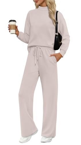 Fall Lounge Sets for Women: Mock Neck Top & Wide Leg Pants