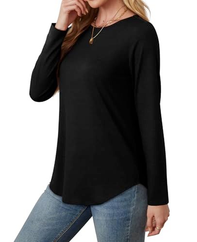 2024 Women's Boat Neck Long Sleeve T-Shirt: Casual Fall Tops for Fitted Style
