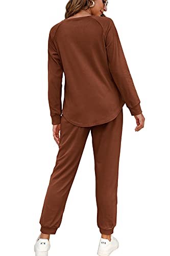 Casual Two Piece Lounge Set for Women with Button Down Sweatshirt and Sweatpants