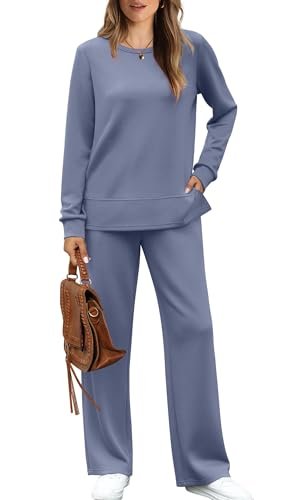 Women's Cozy 2-Piece Lounge Set: Casual Tracksuit with Wide Leg Sweatshirt