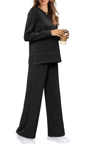 Women's Cozy Lounge Set for Casual Travel - Fashionable Wide Leg Tracksuit