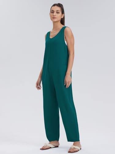 Women's Casual Sleeveless Knit Jumpsuit with Pockets