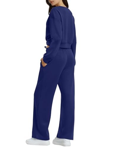 Cozy Women's Lounge Set with Twist Front Sweatshirt and Wide Leg Sweatpants