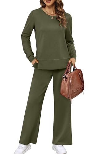 Women's 2 Piece Lounge Set for Fall Travel - Wide Leg Tracksuit