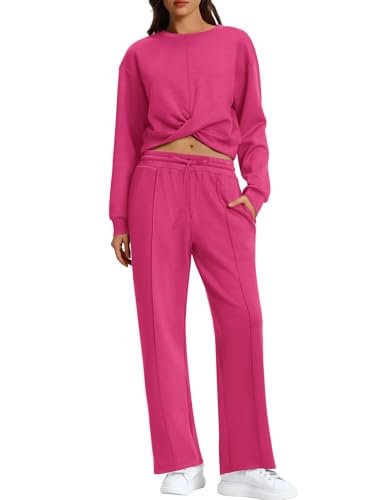 Cozy Women's Lounge Set with Twist Front Cropped Sweatshirt
