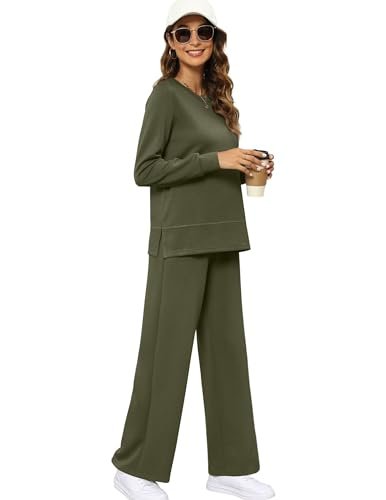 Women's 2 Piece Lounge Set for Fall Travel - Wide Leg Tracksuit