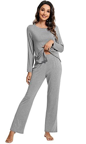 Women's Bamboo Viscose Long Sleeve Pajama Set - Soft Loungewear S-XXL