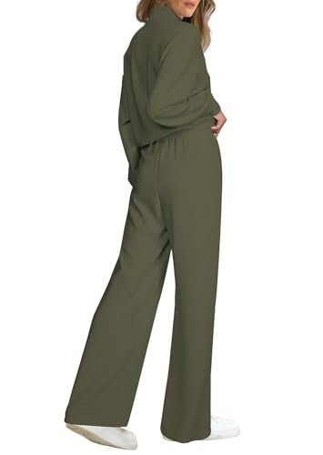 Women's 2-Piece Lounge Set: 2024 Half Zip Sweatshirt & Wide Leg Sweatpants