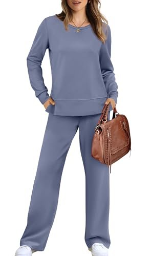 Women's Cozy 2-Piece Lounge Set: Casual Tracksuit with Wide Leg Sweatshirt