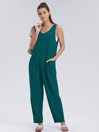 Women's Casual Sleeveless Knit Jumpsuit with Pockets