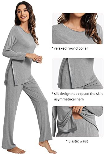 Women's Bamboo Viscose Long Sleeve Pajama Set - Soft Loungewear S-XXL