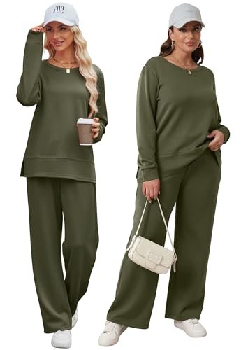 Women's 2 Piece Lounge Set for Fall Travel - Wide Leg Tracksuit