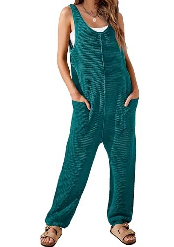 Women's Casual Sleeveless Knit Jumpsuit with Pockets