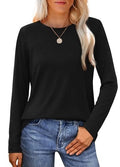 2024 Women's Boat Neck Long Sleeve T-Shirt: Casual Fall Tops for Fitted Style
