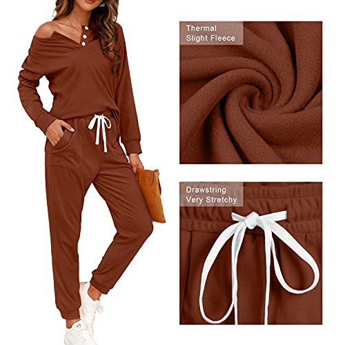 Casual Two Piece Lounge Set for Women with Button Down Sweatshirt and Sweatpants