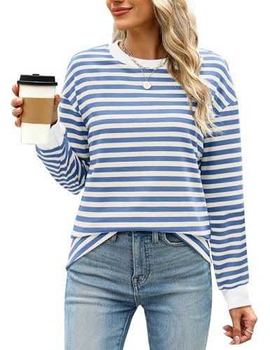 Striped Long Sleeve Tunic Tops for Women