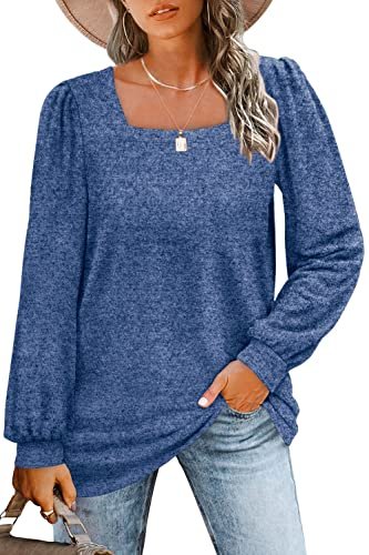 Square Neck Tunic Tops for Women