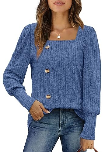 Women's Casual Fall Sweaters with Square Neck - 2023 Fashion