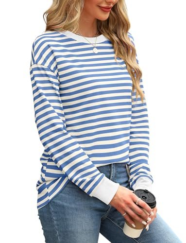 Striped Long Sleeve Tunic Tops for Women